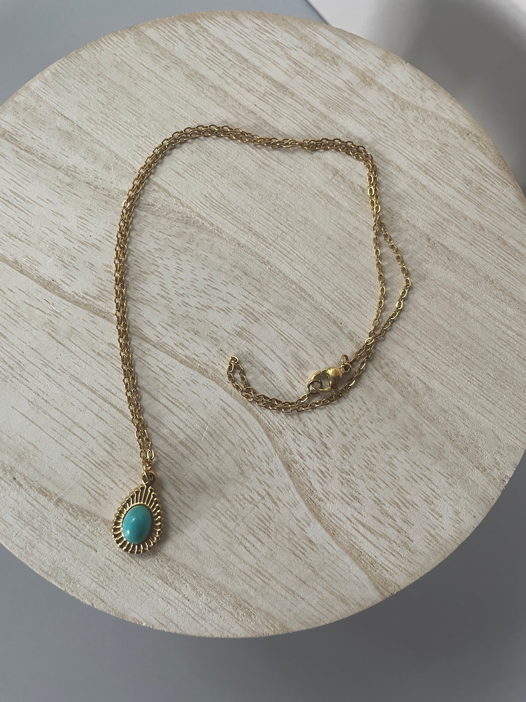 PVD Stainless Steel 18k Cross/Teardrop Necklace