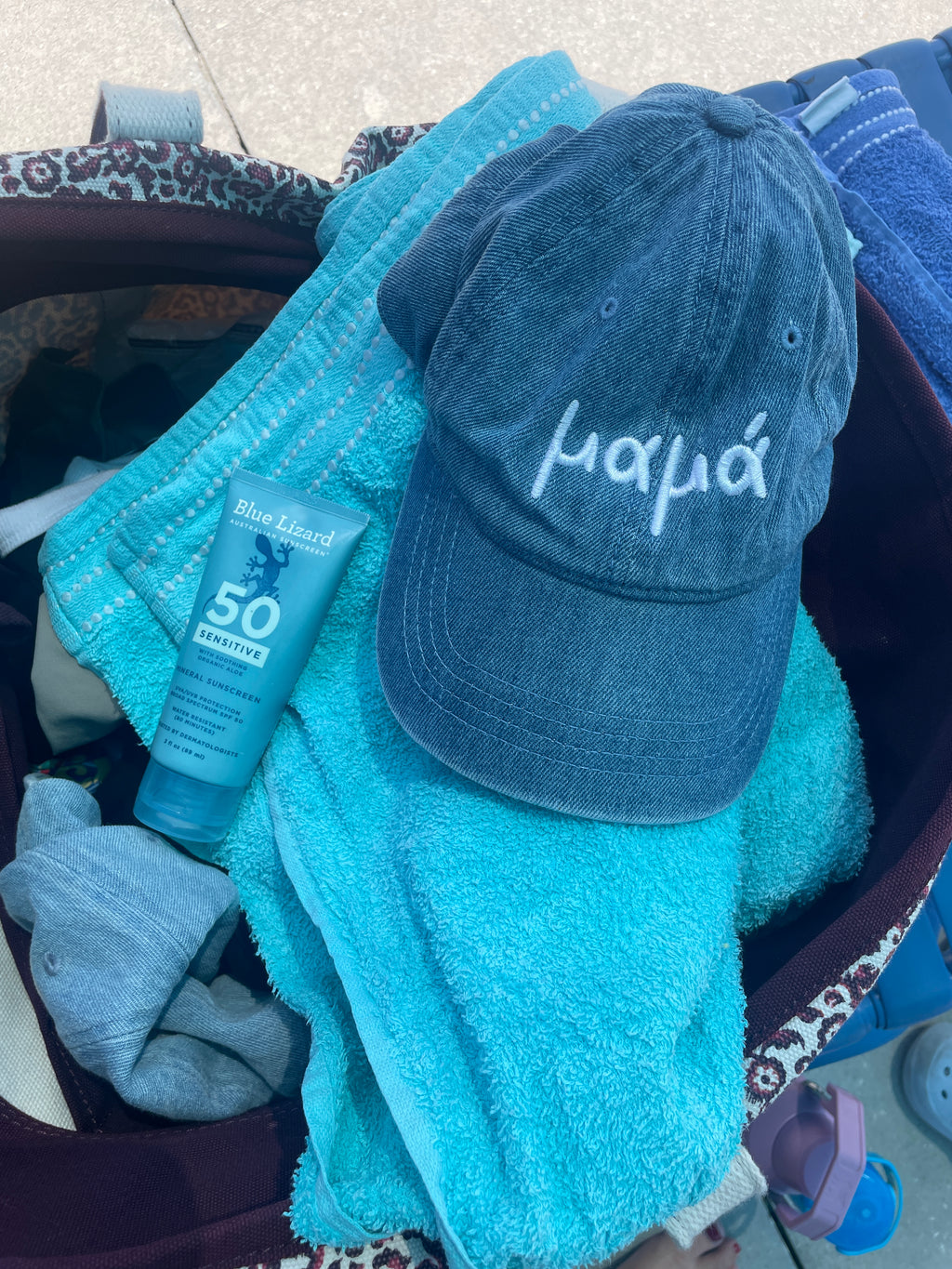 Greek Mama Embroidered Denim Hat