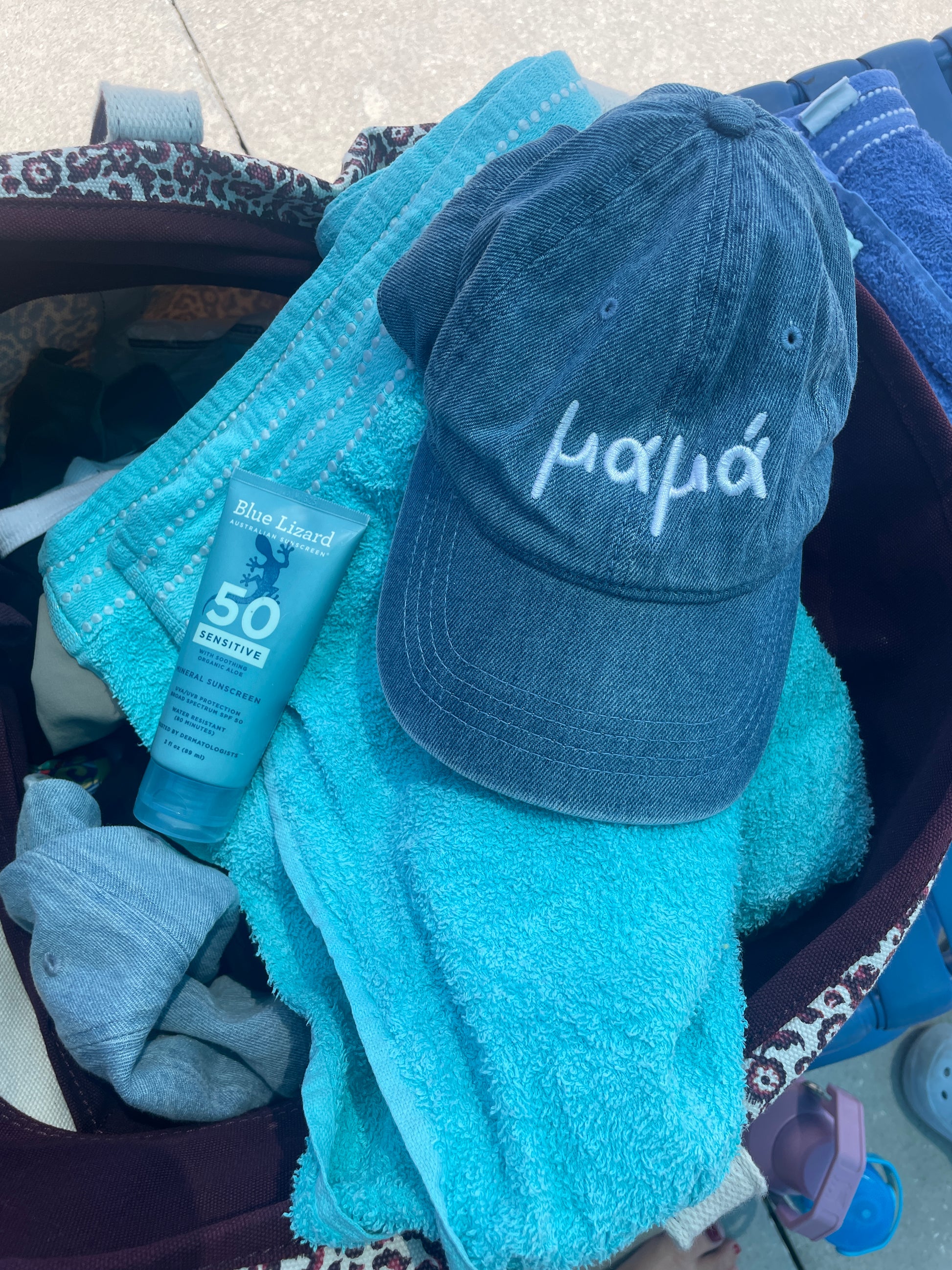 Greek Mama Embroidered Denim Hat