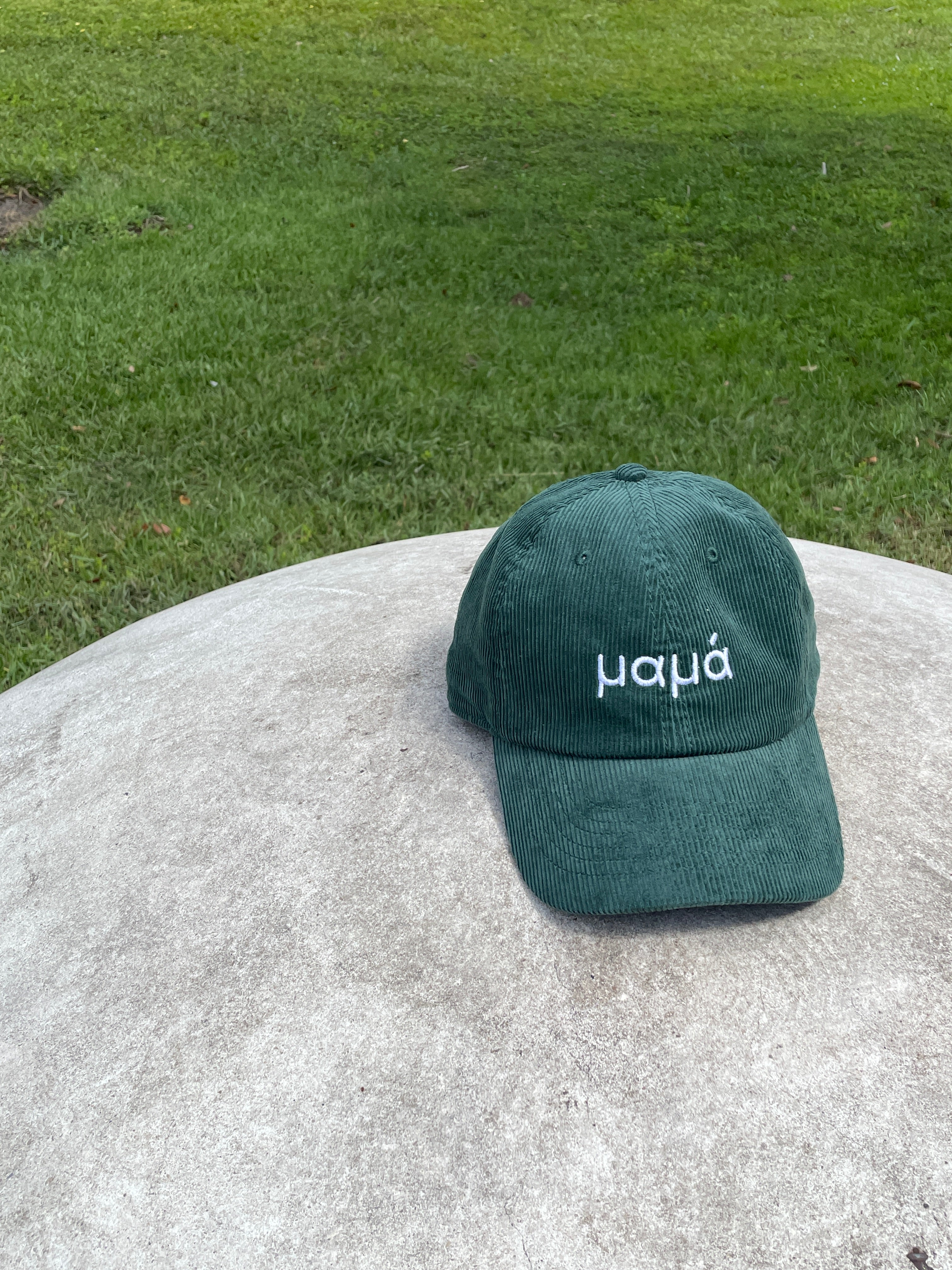 Corduroy Mama Embroidered Hat (Deep Green)