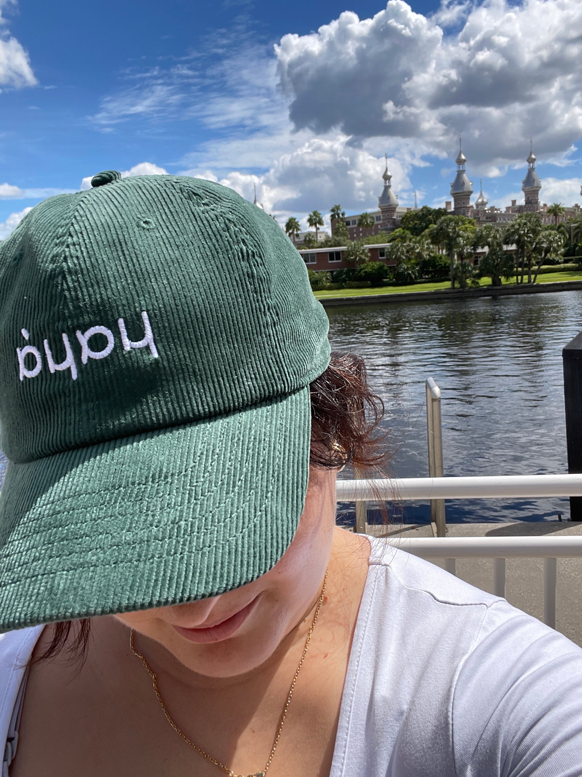 Corduroy Mama Embroidered Hat (Deep Green)