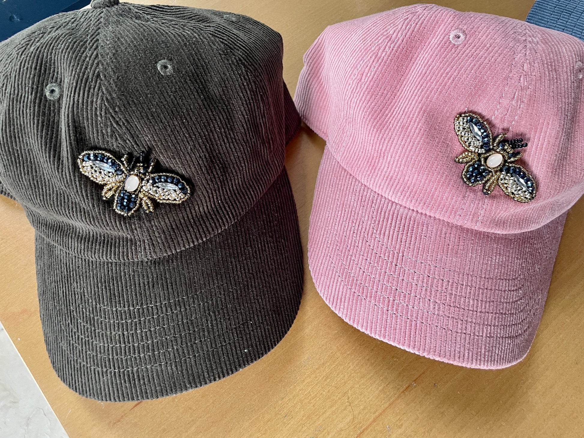 Beaded Bee Corduroy Hat