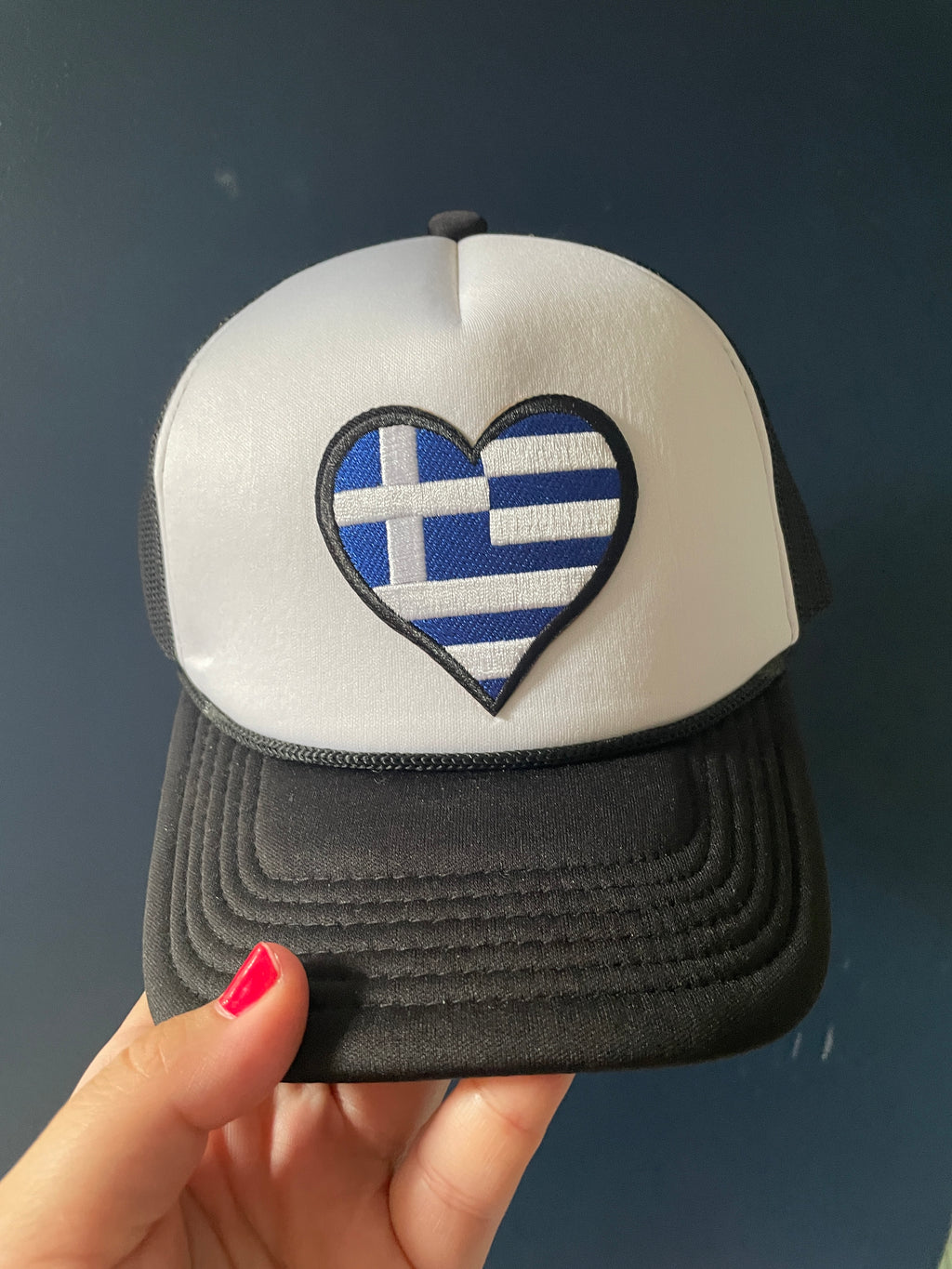 KIDS Decky 5-Panel Greek Flag Hats (Two Adjustable Straps)