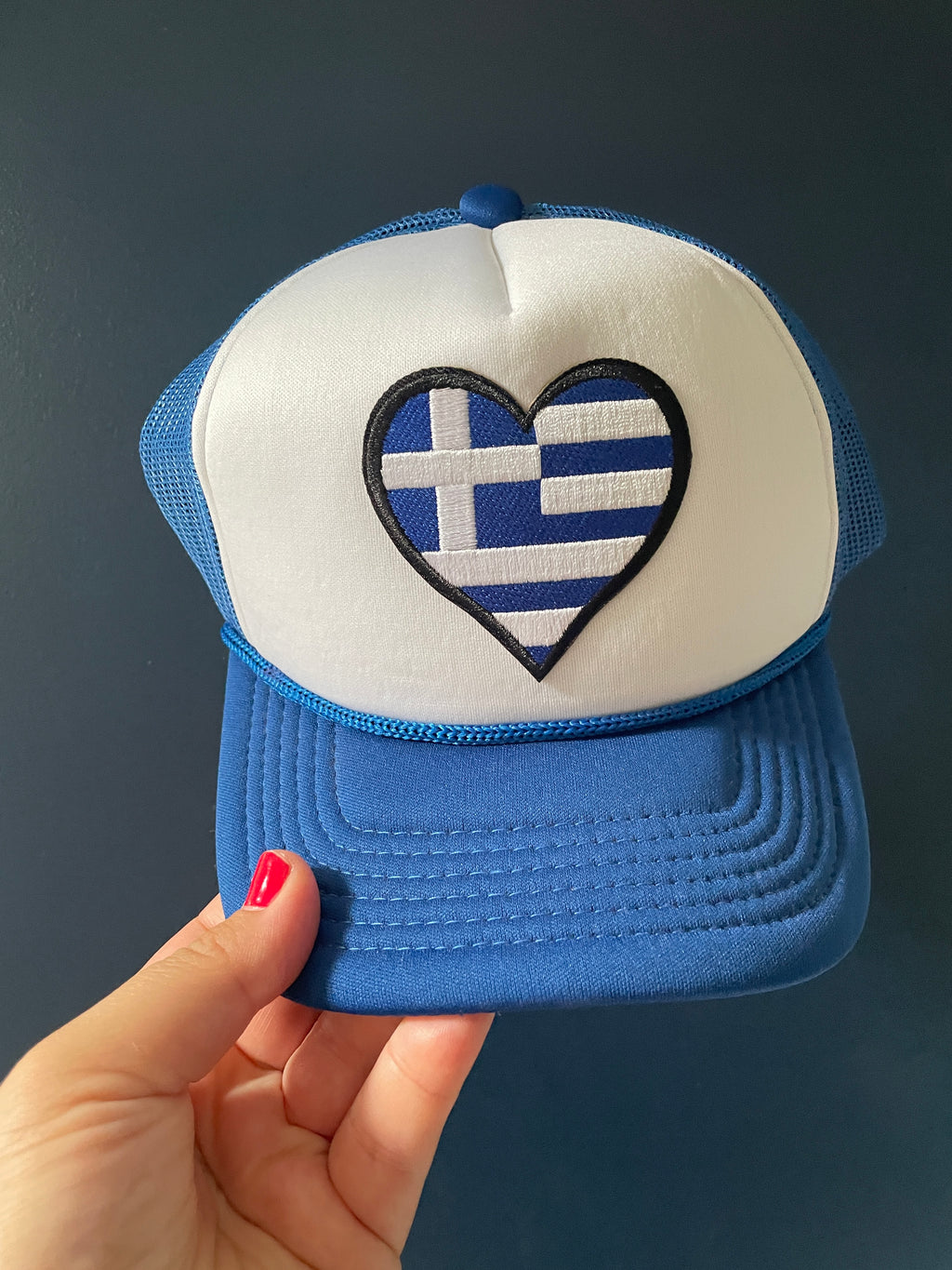 KIDS Decky 5-Panel Greek Flag Hats (Two Adjustable Straps)