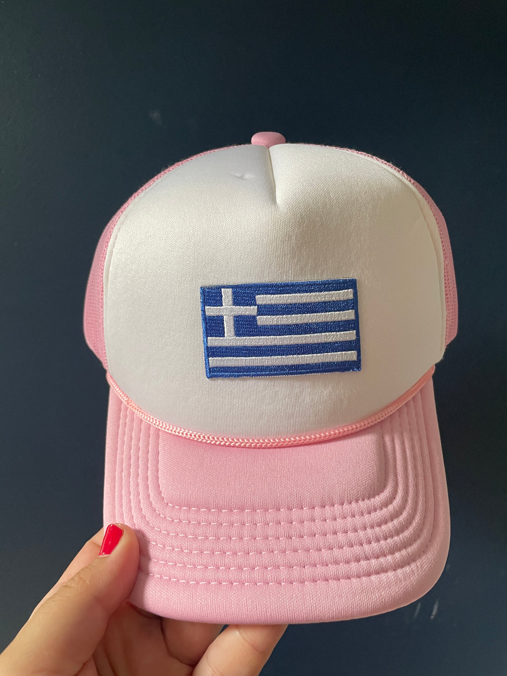KIDS Decky 5-Panel Greek Flag Hats (Two Adjustable Straps)
