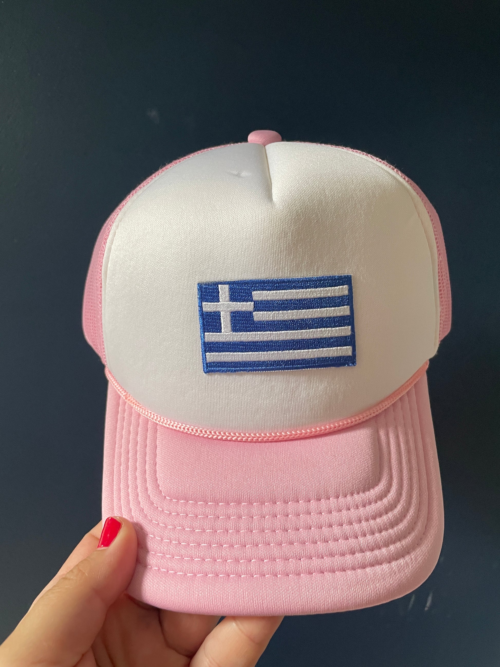 KIDS Decky 5-Panel Greek Flag Hats (Two Adjustable Straps)